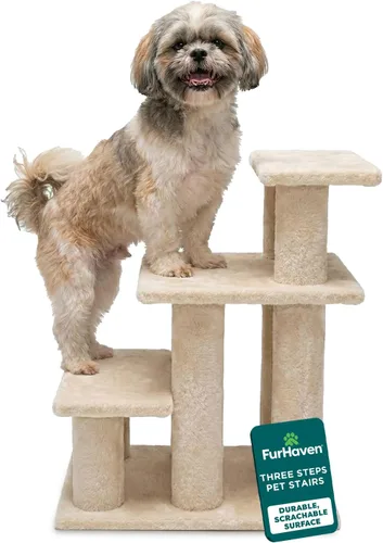 Miniatura 12 de furhaven fácil paso escaleras de mascotas, Crema