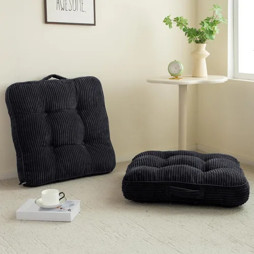 Miniatura 90 de HIGOGOGO Cojín de suelo para adultos, cojín de meditación, grande y redondo, funda de pana copetuda, para sala de estar o yoga, 22 x 22 pulgadas