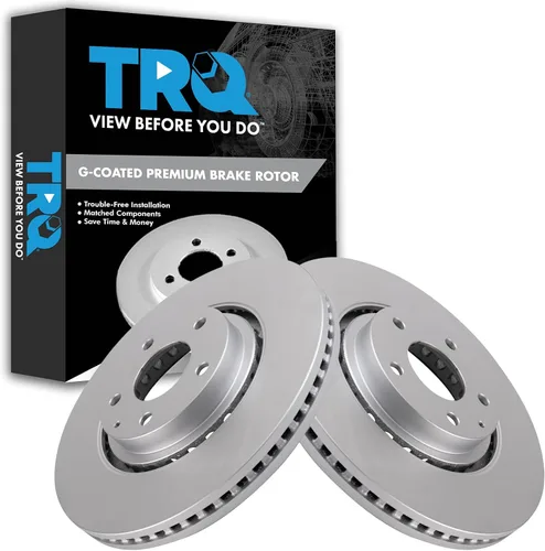 TRQ Juego de rotores de freno delantero ventilados con revestimiento G prémium compatible con Mazda 6 CX-5 2019-2021 CX-9 2016-2021