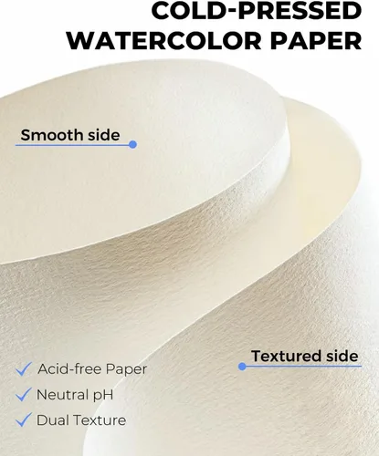 Miniatura 3 de Jusart Bloc de papel de acuarela de 9 x 12 pulgadas, 140 libras, papel de color de agua de prensa en frío, sin ácidos, para medios húmedos y secos