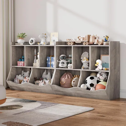 Miniatura 7 de GAOMON Estantería de juguetes y estantería para niños, libros y juguetes, estante múltiple con armario organizador de cubos para niños, niños
