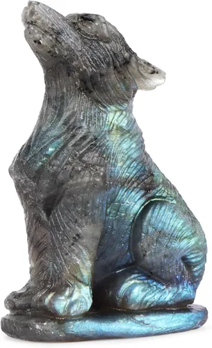Miniatura 9 de Estatua de lobo de cristal de amatista de 2 pulgadas, estatua de lobo tallado, escultura de lobo tallado, decoración de regalos