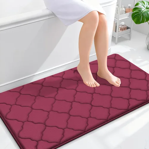 Miniatura 216 de OLANLY Alfombra de Baño de Espuma Viscoelástica de 24 x 16 pulgadas, Ultra Suave y Absorbente, Alfombras de Baño Antideslizantes, Cómodas, Lavables