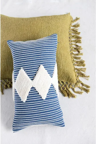 Miniatura 3 de Creative Co-Op Cotton Slub Crochet and Fringe Pillow, 20 pulgadas de largo x 20 pulgadas de ancho x 2 pulgadas de alto, verde