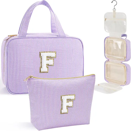 Miniatura 17 de YOOLIFE Regalos de cumpleaños para mujeres adolescentes, neceser colgante con inicial para mujeres, adolescentes y niñas, bolsa de aseo de viaje