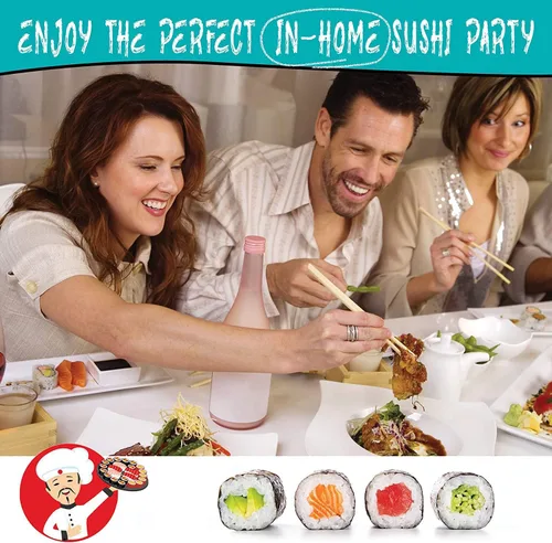 Miniatura 7 de SmileTools Kit de Fabricación de Sushi para Principiantes - Juego de 22 Piezas para Hacer Sushi con Esterilla de Bambú, Bazooka de Sushi, Cuchillo