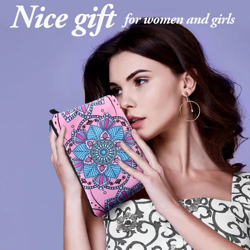 Miniatura 4 de Dunzy 16 bolsas de maquillaje a granel para mujeres, regalos para mamá, bolsas de cosméticos de lona con bolsas con cremallera, organizador