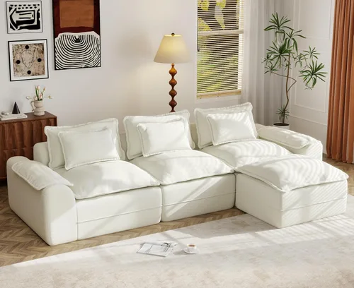 Miniatura 11 de Hobestluk Cloud - Sofá individual de espuma viscoelástica con asiento profundo, sofá en forma de L con funda extraíble, sofá grande para sala