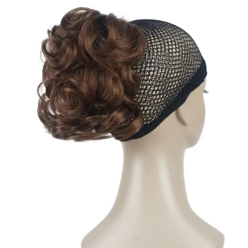 Miniatura 7 de Aimole Extensiones de clip de garra sintética de dama de cola de caballo gris rizado corto (48T)