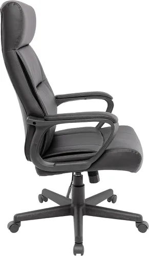 Miniatura 7 de STAPLES Rutherford Silla ergonómica de oficina ejecutiva y gerente, respaldo alto, altura ajustable, piel sintética Luxura, color negro