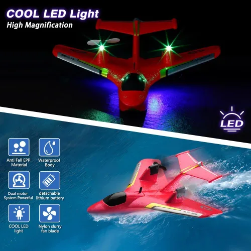 Miniatura 5 de Avión de agua a control remoto, avión RC para agua, tierra y aire, avión de control remoto, juguetes de combate volador, estabilizador de giroscopio