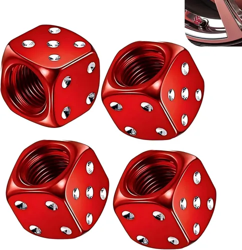 4 tapas de vástago de válvula de neumático de dados, tapa decorativa de aleación, cubierta de vástago de válvula a prueba de óxido, para automóvil,