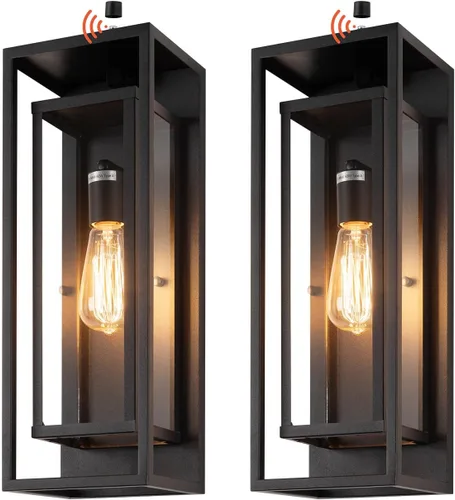 Miniatura 11 de mirrea Aplique de pared para exteriores de 14 pulgadas, 1 luz en negro mate, marco de metal rectangular y pantalla de vidrio transparente, luz