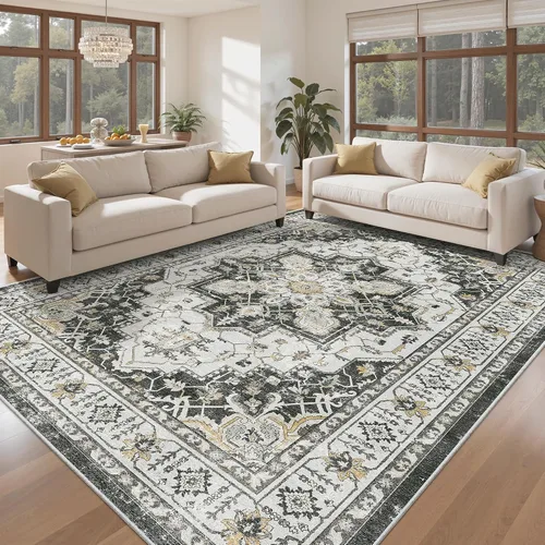 Miniatura 614 de Madane Tapete lavable de 2 x 10 pies para pasillo, cocina, recibidor, clásico, suave, antideslizante para interiores, casa de campo, baño, sala