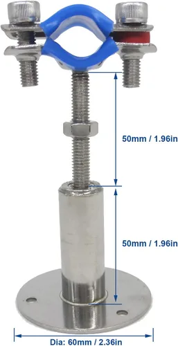 Miniatura 2 de Soporte de abrazadera de tubo ajustable de acero inoxidable, soporte de montaje en pared/techo para tubo de 1/2 pulgada (0.748 in), soportes