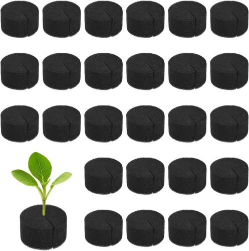 Miniatura 18 de M METERXITY Paquete de 50 esponjas hidropónicas, esponjas cilíndricas de medio de cultivo de 1.97 pulgadas para plantar herramientas de Blanco