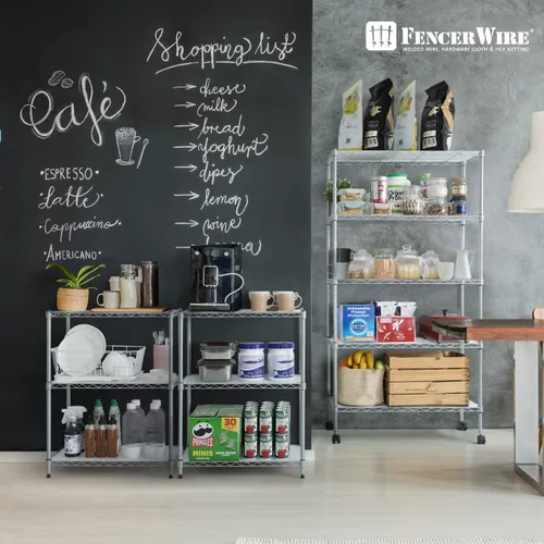 Miniatura 8 de Fencer Wire NSF Estantería de alambre de altura ajustable con forro, estantería de almacenamiento de sótano, estantes de almacenamiento de acero
