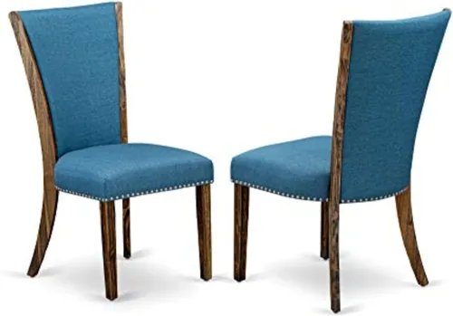 Miniatura 19 de East West Furniture VEP8T04 Verona Parsons - Juego de 2 sillas de comedor tapizadas de tela de lino marrón claro con ribete de clavo, color nogal