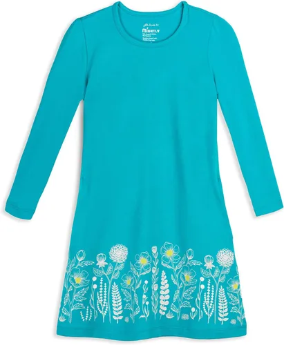 Mightly Vestido de camiseta básico de manga larga para niña, 95% algodón orgánico, colorido vestido de camiseta para niños, escuela, fiestas y juegos
