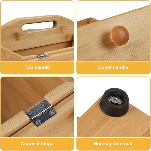 Miniatura 3 de Caja Organizadora de Costura de Madera para Suministros de Costura, Caja de Almacenamiento para Pasatiempos de Costura y Manualidades, 3 Niveles