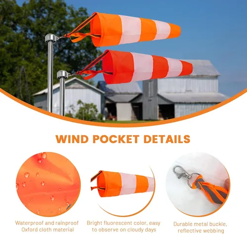 Miniatura 3 de 2 banderas reflectantes colgantes de manga de viento para exteriores, parada de rasgaduras, aeropuerto, calcetines de medición, calcetines de viento