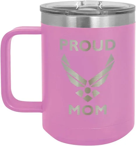 Miniatura 6 de PROUD AIR FORCE MOM BLACK Taza de café de 15 oz con tapa deslizante Taza de café de viaje aislada Ideas de regalo del día de la madre de hijo