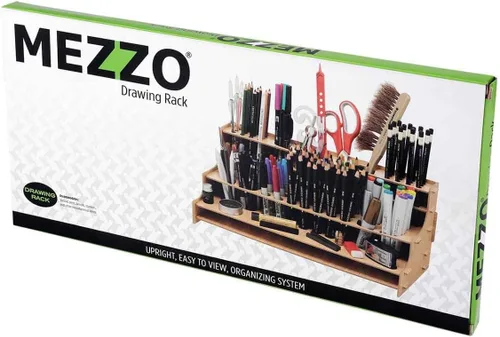 Miniatura 3 de Mezzo Artist Paint and Brush Rack - Soporte de Escritorio Multicapa de Laminado Veteado de Madera Organizador de Almacenamiento y Exhibición