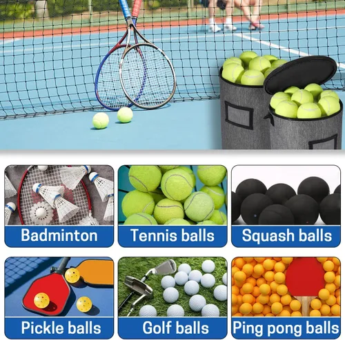 Miniatura 4 de VISEMAN Cesta portátil para pelotas de tenis para entrenamiento, transporte y almacenamiento Gris