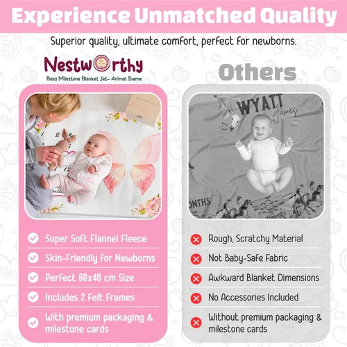 Miniatura 6 de Manta Milestone para niña – Regalo perfecto para niñas recién nacidas, manta de fotos esenciales para recién nacidos, para edad y crecimiento