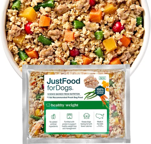 JustFoodForDogs Alimento fresco congelado saludable para perros con control de peso, comidas frescas para mascotas o adornos para control de peso de