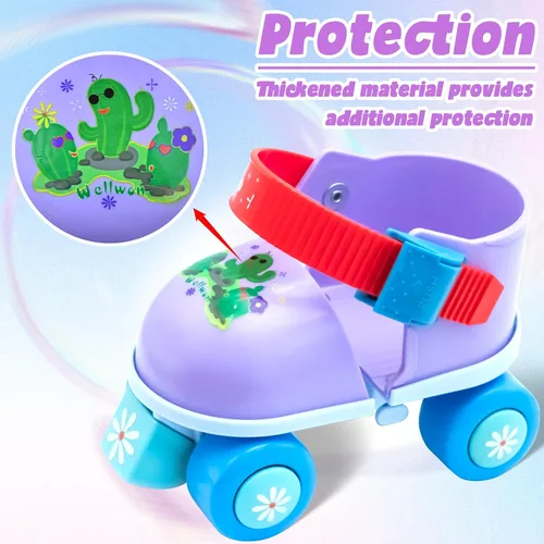 Miniatura 5 de Kids Roller Skate for Girls Boys Ages 2-5 Years Old, Adjustable Toddler Rollerskates, Children Beginner Roller Skate RS209 Púrpura