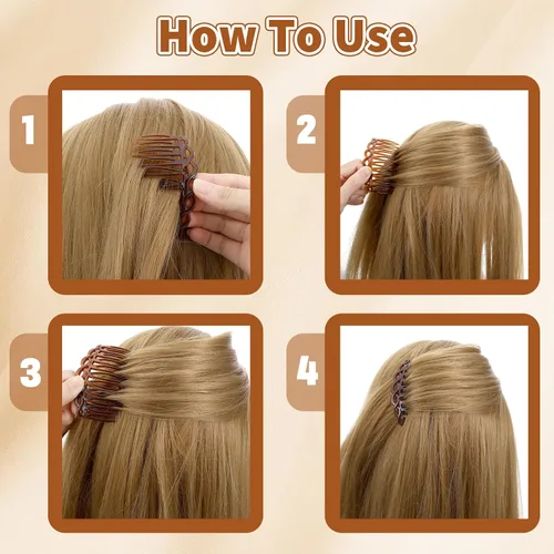 Miniatura 8 de Peinetas de pelo francés, 8 piezas, peines laterales para el cabello, peines decorativos para mujeres, juego de accesorios de plástico