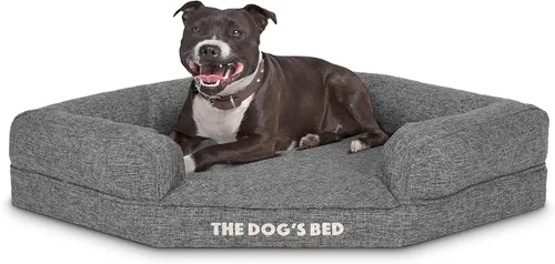 Miniatura 16 de The Dog's Bed - Cama ortopédica de espuma viscoelástica para perro, tela Oxford, gris con ribete negro, mediana