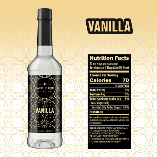 Miniatura 8 de Café Le Rou Jarabe de café variado, paquete de 5, 25.4 onzas, vainilla, vainilla francesa, caramelo, caramelo salado, jarabe saborizante de café
