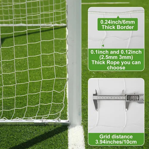 Miniatura 5 de 3mm Thicker Soccer Net, Full Size Soccer Goal Net, Durable Polyethylene Football Net with Installation Accessories,24 x 8ft / 18 x 6.5ft / 10 x