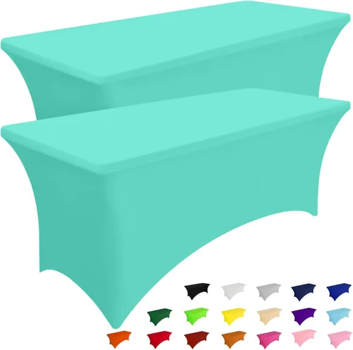 Miniatura 32 de Smiry Paquete de 2 manteles de elastano de 6 pies, fundas de mesa elásticas ajustables extensibles, lavables y sin arrugas, rectangulares para mesa