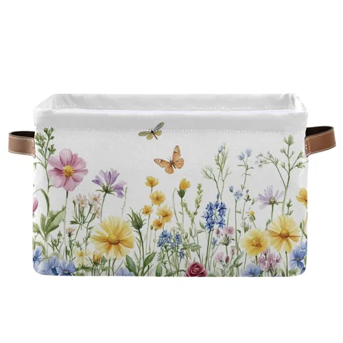 Miniatura 38 de Emelivor ABC - Contenedor de almacenamiento plegable con asa rectangular impermeable ABC Dinosaurios cesta para almacenamiento cubo organizador