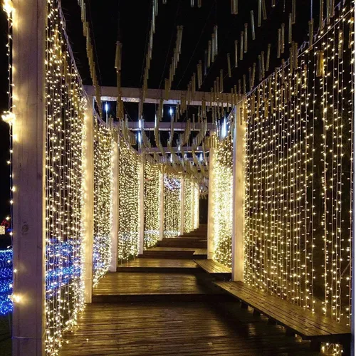 Geanmoki 306 LED Cadena de luces de cortina de ventana para decoración de pared de boda, fiesta, hogar, jardín, dormitorio, interior o exterior