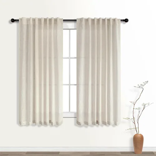 Miniatura 39 de KOUFALL Cortinas de lino azul marino de 84 pulgadas de largo, cortinas transparentes azul oscuro para sala de estar y dormitorio, medianoche