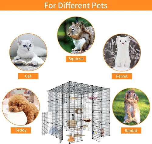 Miniatura 4 de Jaula grande para gatos, para interiores, desmontables, de alambre de metal, para bricolaje, corral de juegos, jaula para gatitos, lugar