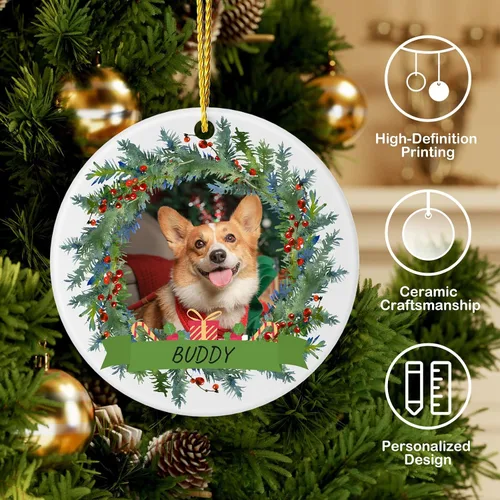 Miniatura 2 de Adornos de Navidad personalizados para perros 2025 – Adornos de foto de mascota personalizados para decoraciones de árboles de Navidad, adorno
