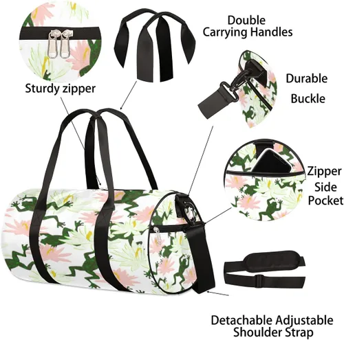 Miniatura 6 de Bolsa de lona de rana rebotadora con correa de hombro desmontable, bolsa deportiva para gimnasio, bolsa deportiva para estudiantes, 17.6 x 9 x 9