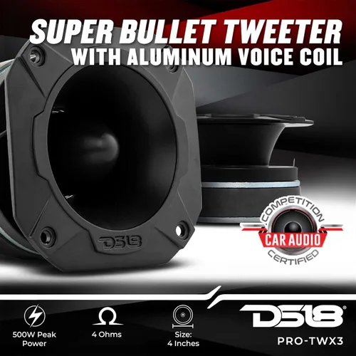 Miniatura 2 de DS18 PRO-TWX3 - Tweeter Super Bullet de 4 pulgadas, 480 vatios, 1.5 pulgadas, aluminio, 4 ohmios Vc, los tweeters PRO son los mejores en el mercado