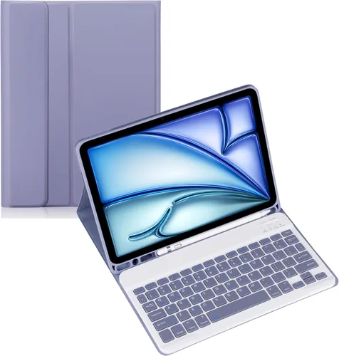 Miniatura 21 de Funda de teclado para tableta Samsung Galaxy Tab A8 X200/X205 de 10.5 pulgadas, cubierta protectora de teclado con soporte multiángulo, borde de Azul