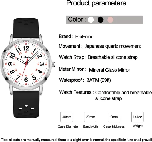 Miniatura 5 de Reloj de enfermera para enfermeras, estudiantes de enfermería, profesionales médicos, médicos, con variedad de colores, segunda mano y 24 horas