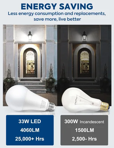Miniatura 3 de Bombilla LED equivalente a 300 W, bombilla LED A23 súper brillante de 4060 lúmenes, luz diurna 5000 K, ahorro de energía de 33 W, base media E26