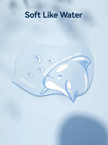 Miniatura 4 de COPOZZ Gorros de natación para niños, de silicona, impermeable, cómodo, gorro de natación para cabello largo y corto