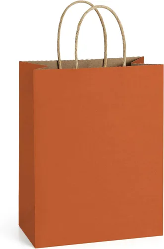Miniatura 6 de BagDream Bolsas de regalo de 8 x 4.25 x 10.5 pulgadas, 100 bolsas de papel kraft con asas medianas a granel, rayas verdes, 100% recicladas, bolsas