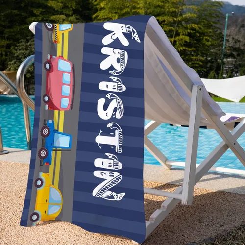Miniatura 3 de Q&K Toallas de playa personalizadas para niños, toalla de playa grande con nombre, toallas de playa de microfibra para adultos, manta de toalla
