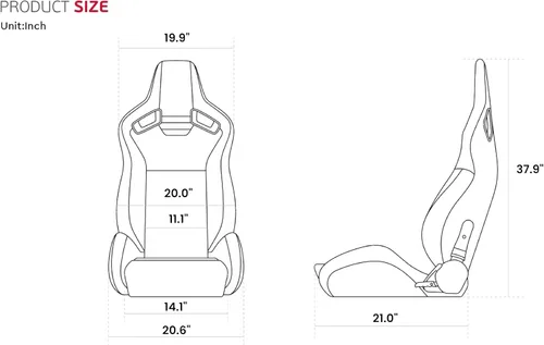 Miniatura 7 de Par universal de asientos de carreras, serie V2, cuero de PVC rojo, malla negra, centro de tela brillante, asientos reclinables deportivos